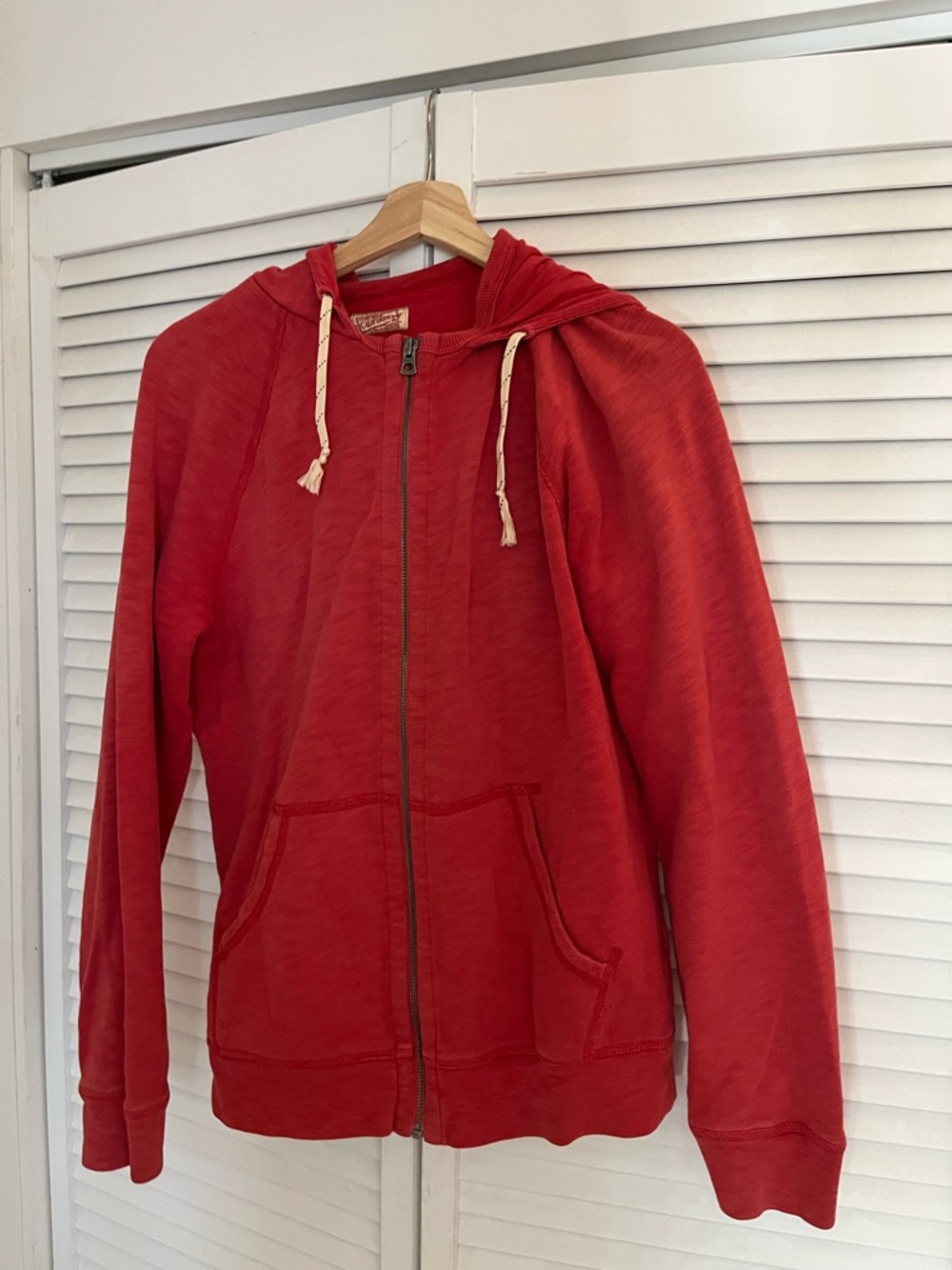 Red Zip-Up Hoodie with Drawstring